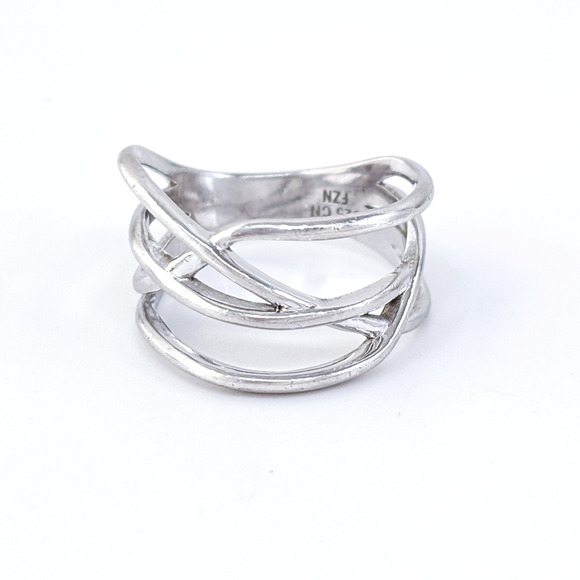 Vintage Sterling Silver 925 Open Crossover Band Ring Size 7 - Picture 2 of 8
